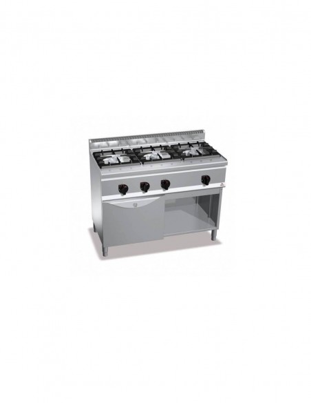 Cocina BERTOS de gas 3 fuegos + Horno GN 1/1