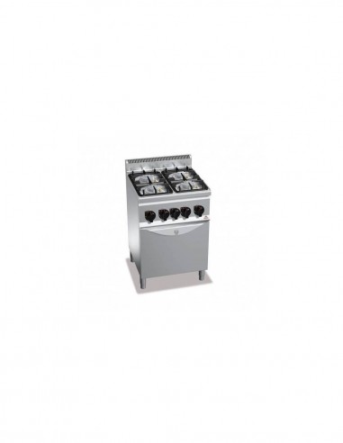 Cocina BERTOS de gas de 4 fuegos + Horno a gas GN 1/1