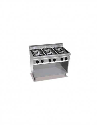 Cocina BERTOS 6 fuegos con mueble G7F6M