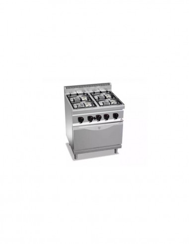 Cocina BERTOS 4 fuegos a gas + Horno GN 1/1