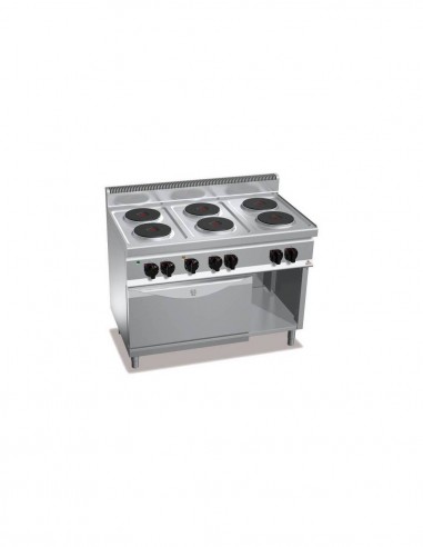 Cocina BERTOS 6 fuegos eléctrica + Horno eléctrico GN 1/1