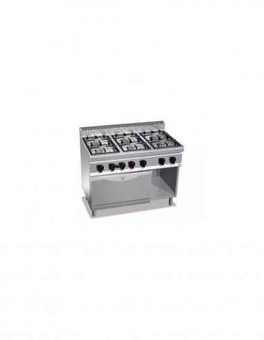 Cocina BERTOS 6 fuegos + Horno GN 1/1