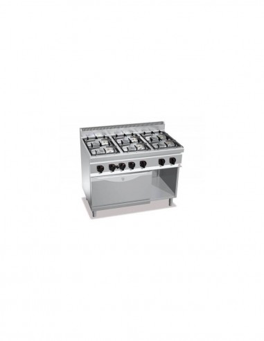 Cocina BERTOS 6 fuegos + Horno gas MAXI G7F6+T