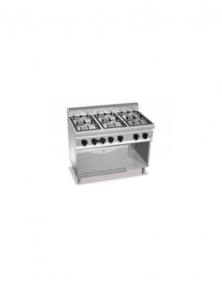 Cocina BERTOS 6 fuegos + Horno gas MAXI G7F6P+T