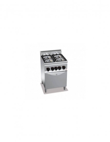 Cocina BERTOS de gas de 4 fuegos + Horno eléctrico GN 1/1