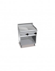 Plancha fry-top BERTOS 800 acero rectificado a gas - placa lisa/acanalada + Mueble