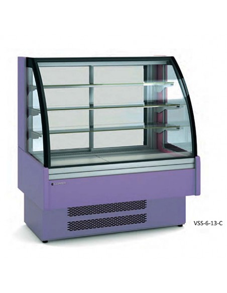 Vitrina expositora modular serie STAR SNACK, cristal CURVO VSS-6-13