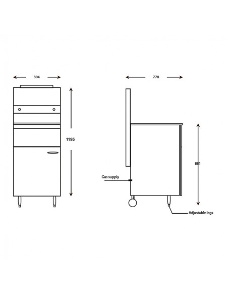 Freidora Banks mod. GF40, a gas