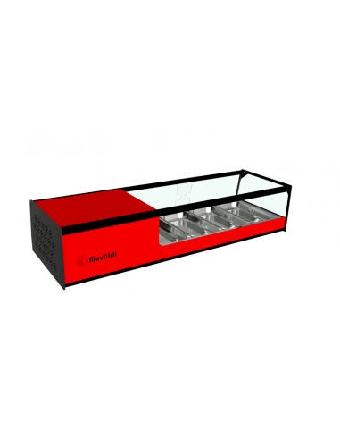 Vitrina de tapas refrigerada Movilfrit mod. CUB 4, rojo