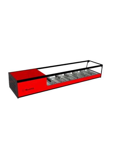 Vitrina de tapas refrigerada Movilfrit mod. CUB 6, rojo