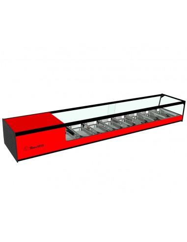 Vitrina de tapas refrigerada Movilfrit mod. CUB 8, rojo