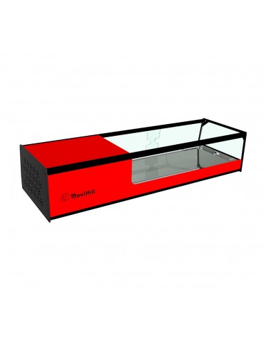 Vitrina de tapas refrigerada Movilfrit mod. CUB 4 cuba plana, rojo