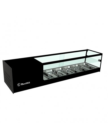 Vitrina de tapas refrigerada Movilfrit mod. CUB 6 2P, 2 pisos negro