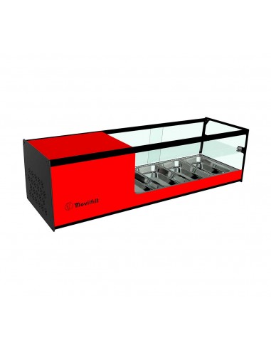 Vitrina de tapas refrigerada Movilfrit mod. CUB 4 2P, 2 pisos rojo