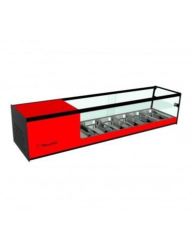 Vitrina de tapas refrigerada Movilfrit mod. CUB 6 2P, 2 pisos rojo