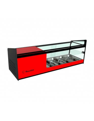 Vitrina de tapas refrigerada Movilfrit mod. CUB TOP 4 2P, rojo