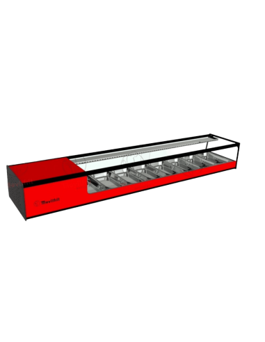 Vitrina para sushi refrigerada Movilfrit mod. CUB 8 SUSHI, rojo