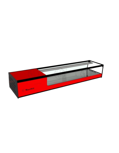 Vitrina para sushi refrigerada Movilfrit mod. CUB 6 SUSHI cuba plana, rojo