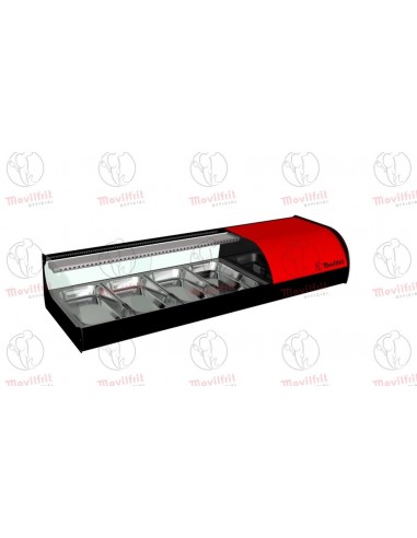 Vitrina para sushi refrigerada Movilfrit mod. IRON 4 SUSHI, rojo