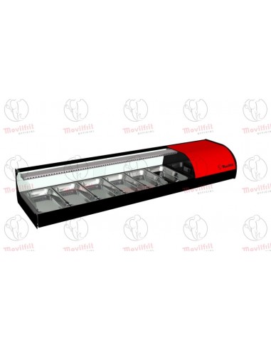 Vitrina para sushi refrigerada Movilfrit mod. IRON 6 SUSHI, rojo