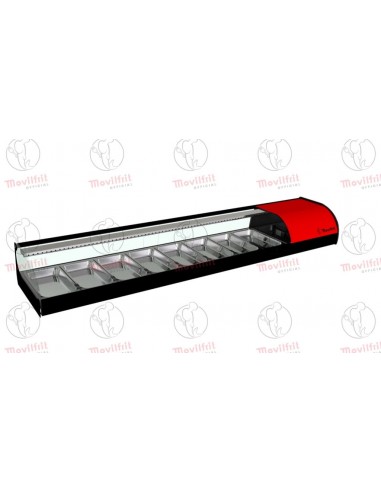 Vitrina para sushi refrigerada Movilfrit mod. IRON 8 SUSHI, rojo