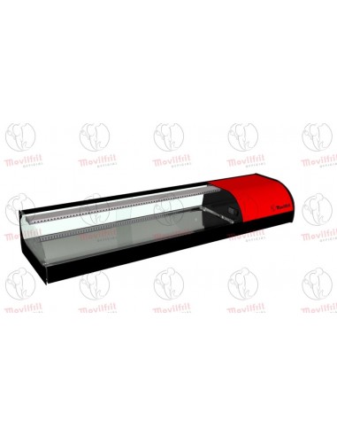 Vitrina para sushi refrigerada Movilfrit mod. IRON 6 SUSHI cuba plana, rojo