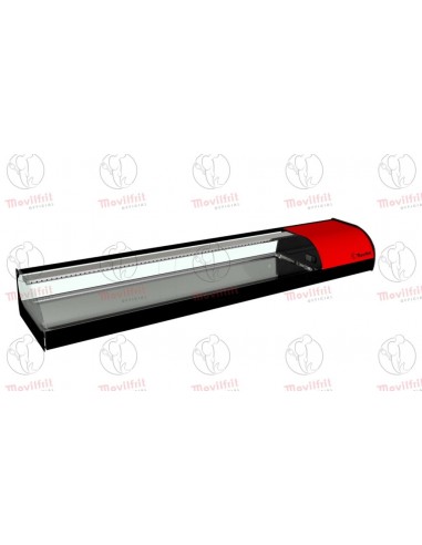 Vitrina para sushi refrigerada Movilfrit mod. IRON 8 SUSHI cuba plana, rojo