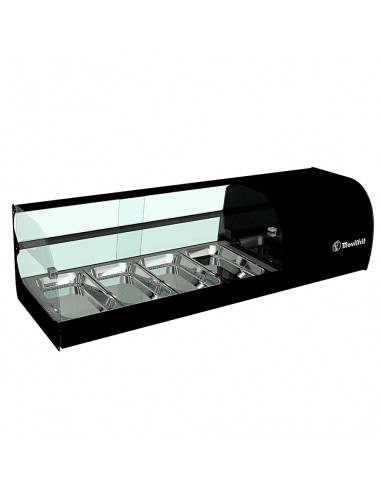 Vitrina de tapas refrigerada Movilfrit mod. IRON 4 2P, 2 pisos negro