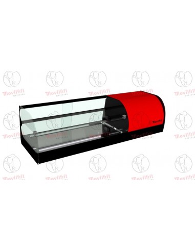 Vitrina de tapas refrigerada Movilfrit mod. IRON 4 2P cuba plana, 2 pisos  rojo