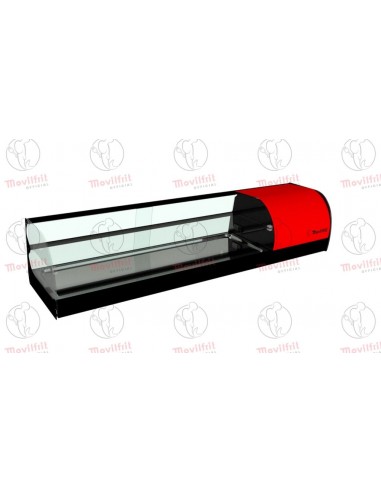 Vitrina de tapas refrigerada Movilfrit mod. IRON 6 2P cuba plana, 2 pisos  rojo