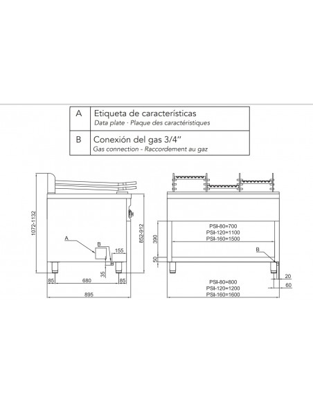 Parrilla alto rendimiento Royal Grill Mainho Mod. PSI-120, a gas