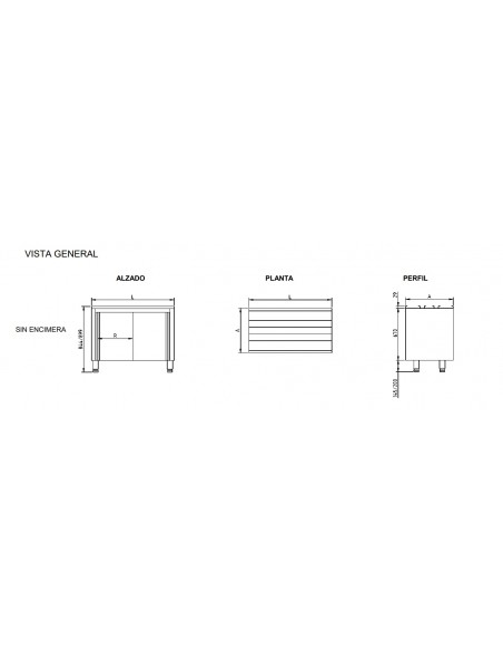 Mueble pasante con puertas correderas Eratos Mod. MNCP70-120, sin encimera
