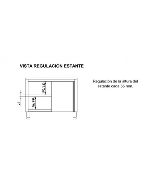 Mueble pasante con puertas correderas Eratos Mod. MNCP70-120, sin encimera