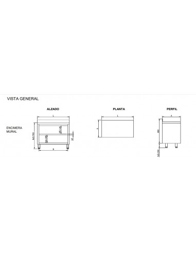 Mueble mural abierto Eratos Mod. MNA60-80M