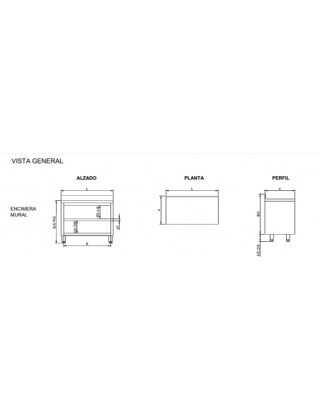 Mueble mural abierto Eratos Mod. MNA60-240M