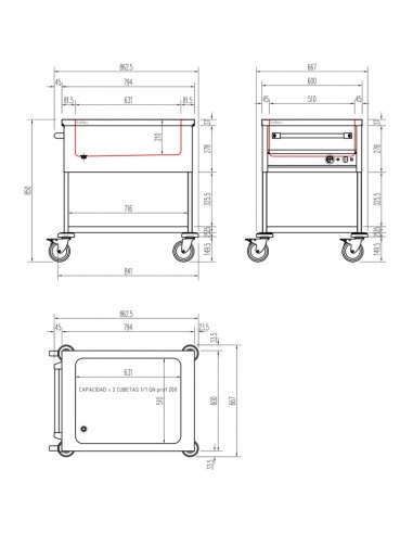 Carro baño maría Edenox Mod. CBM-211