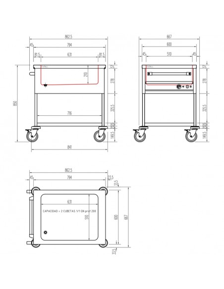 Carro baño maría Edenox Mod. CBM-211