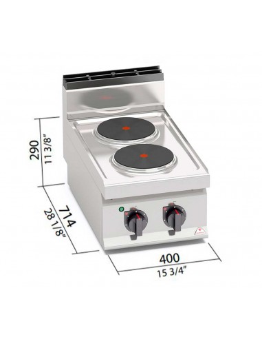 Cocina 2 fuegos Bertos Mod. E7P2B, electrica