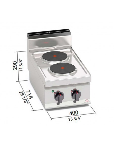 Cocina 2 fuegos Bertos Mod. E7P2B, electrica