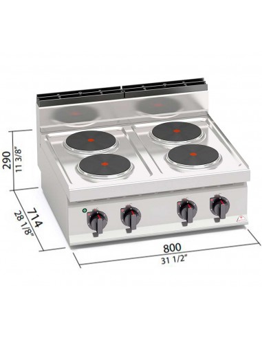 Cocina 4 fuegos Bertos Mod. E7P4B, electrica