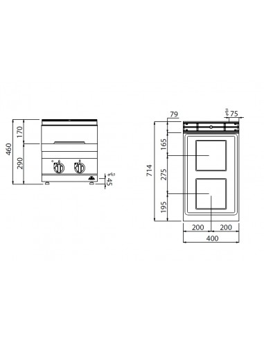 Cocina 2 fuegos Bertos Mod. E7PQ2B, electrica