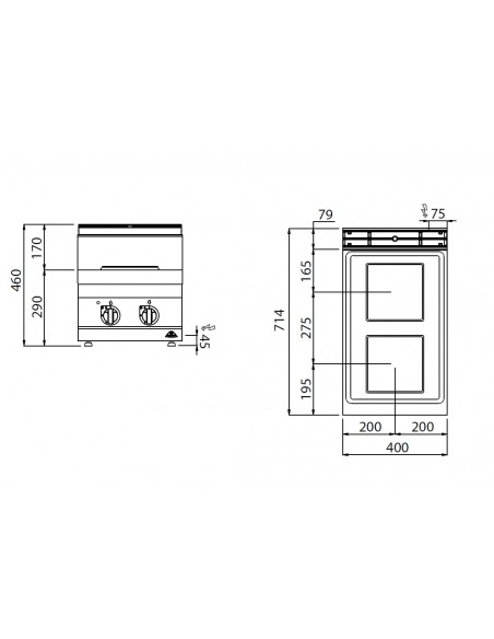 Cocina 2 fuegos Bertos Mod. E7PQ2B, electrica