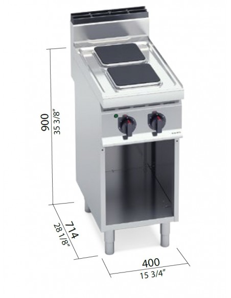 Cocina 2 fuegos Bertos Mod. E7PQ2M, electrica