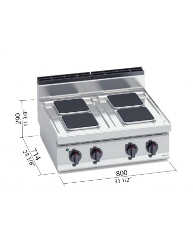 Cocina 4 fuegos Bertos Mod. E7PQ4B, electrica