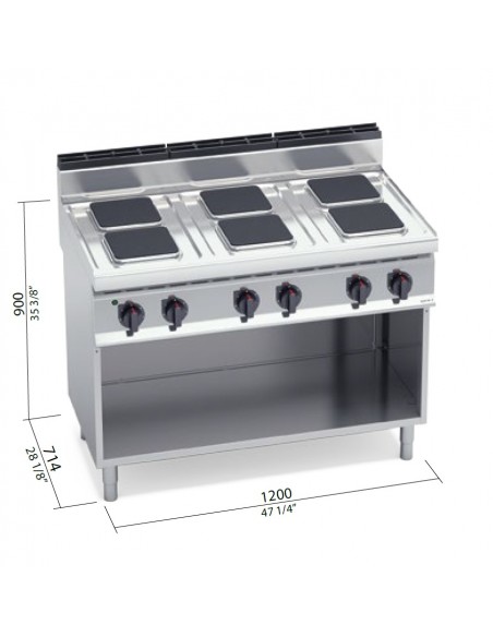 Cocina 6 fuegos Bertos Mod. E7PQ6M, electrica