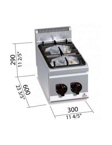 Cocina 2 fuegos Bertos Mod. G6F2BPW, a gas