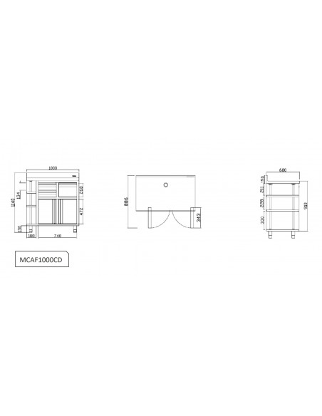 Mueble cafetero Infrico Mod. MCAF 1000 CD, cuerpo a derecha