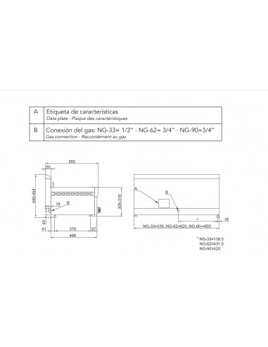 Barbacoa fondo de agua Mainho Mod. NG-33, a gas