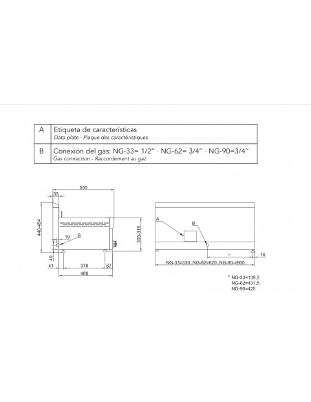 Barbacoa fondo de agua Mainho Mod. NG-33, a gas