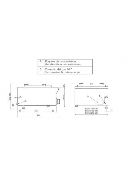 Paellero doble Mainho Mod. ELPA-82G, a gas